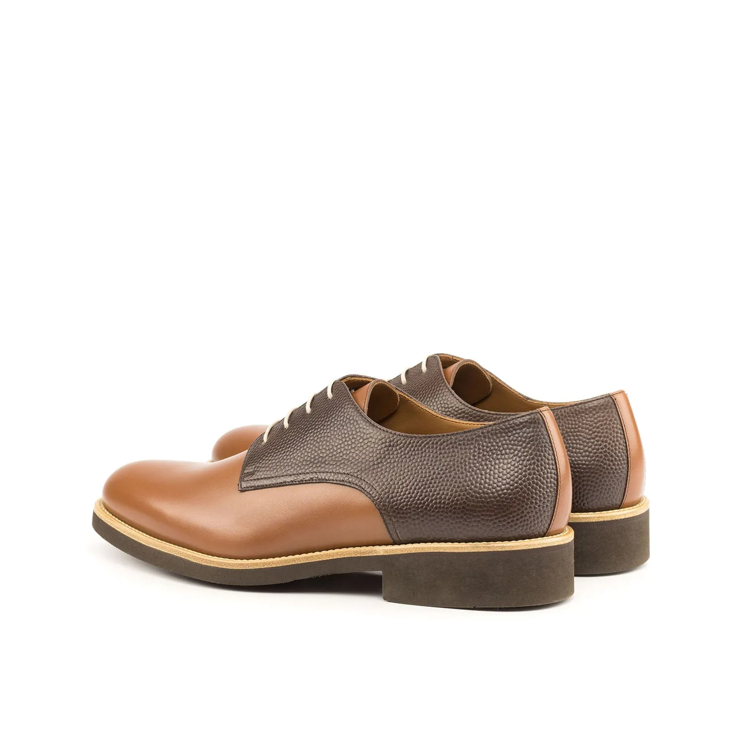Ambrogio Men's Shoes Two Tone Brown Pebble Grain / Calf-Skin Leather Derby Oxfords (AMB2078)