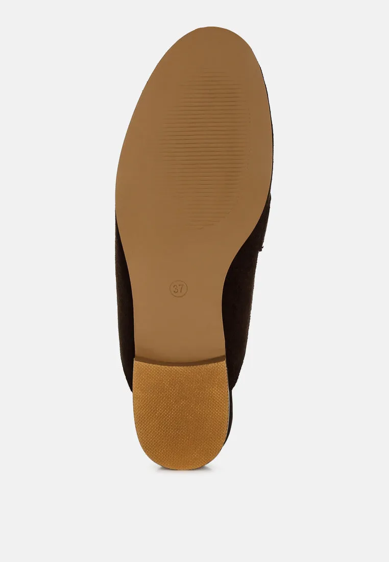 Belorose Rhinestone Strap Genuine Suede Mules