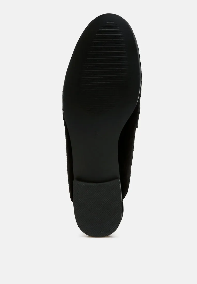 Belorose Rhinestone Strap Genuine Suede Mules