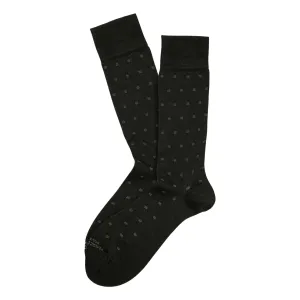 Black Tailor Dots Mousse of Modal Mid-Calf Socks - Marcoliani