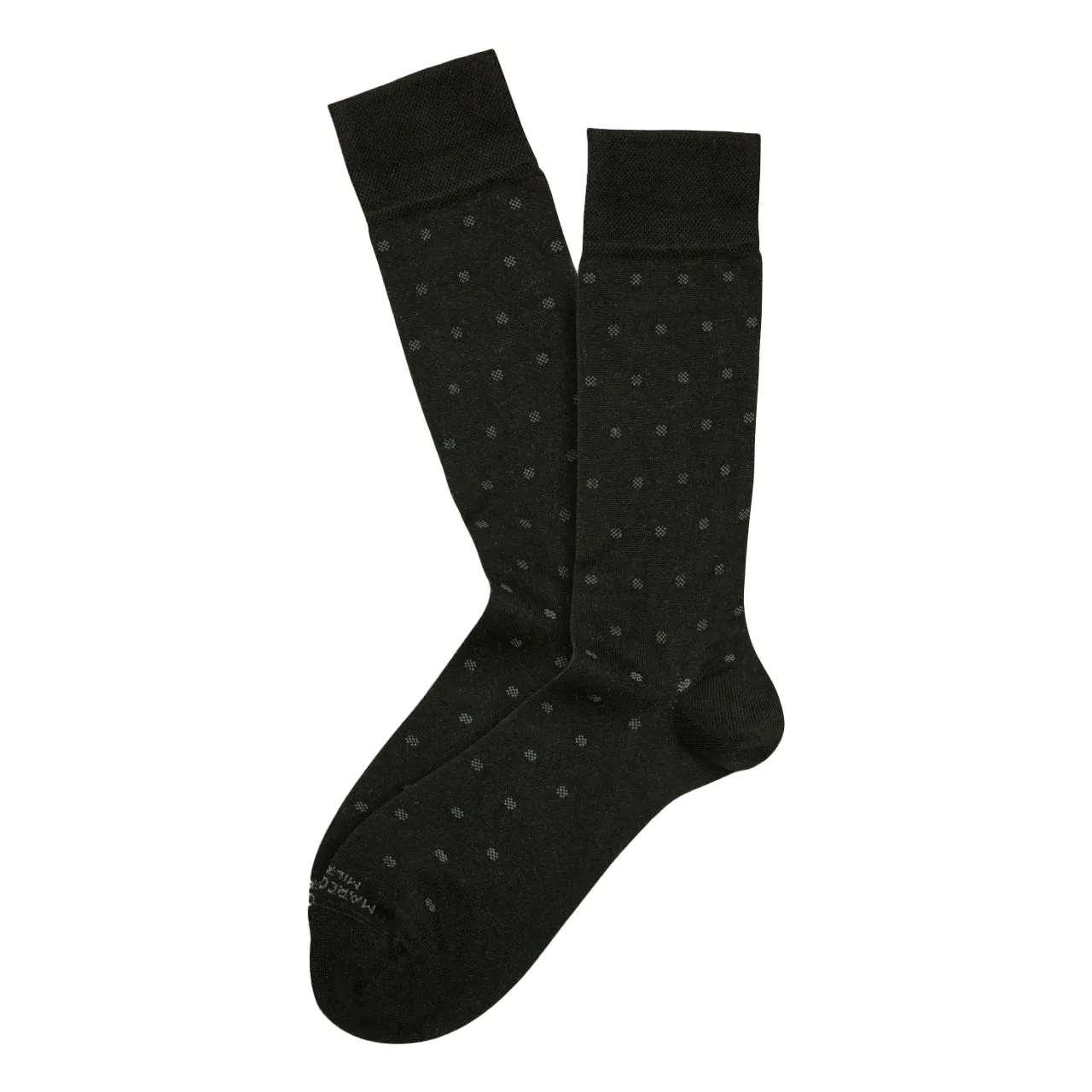Black Tailor Dots Mousse of Modal Mid-Calf Socks - Marcoliani