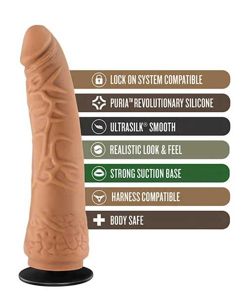 Blush Lock On 7.5" Hexanite Dildo W-suction Cup Adapter - Mocha