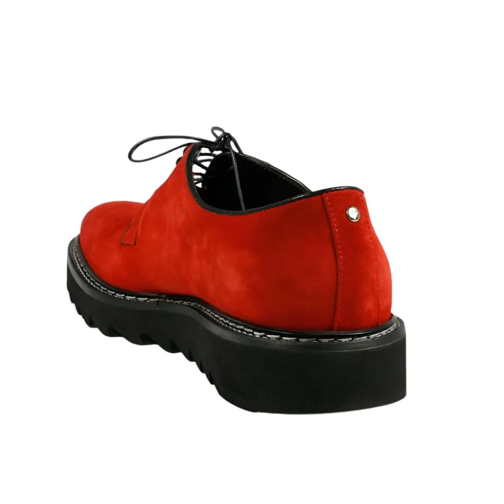 Cesare Paciotti Luxury Italian Men Designer Shoes Camoscio Red Suede Oxfords (CPM2235)