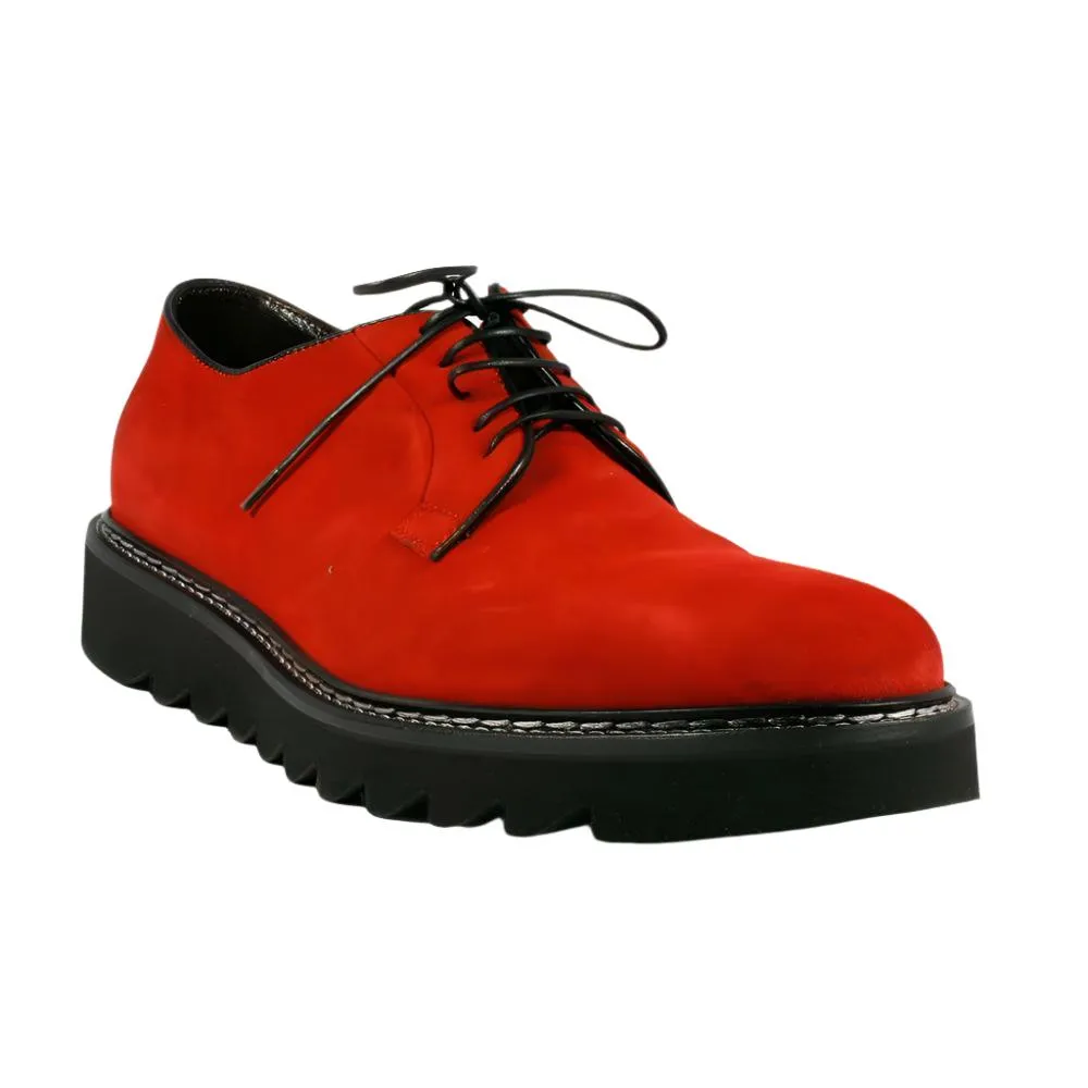 Cesare Paciotti Luxury Italian Men Designer Shoes Camoscio Red Suede Oxfords (CPM2235)