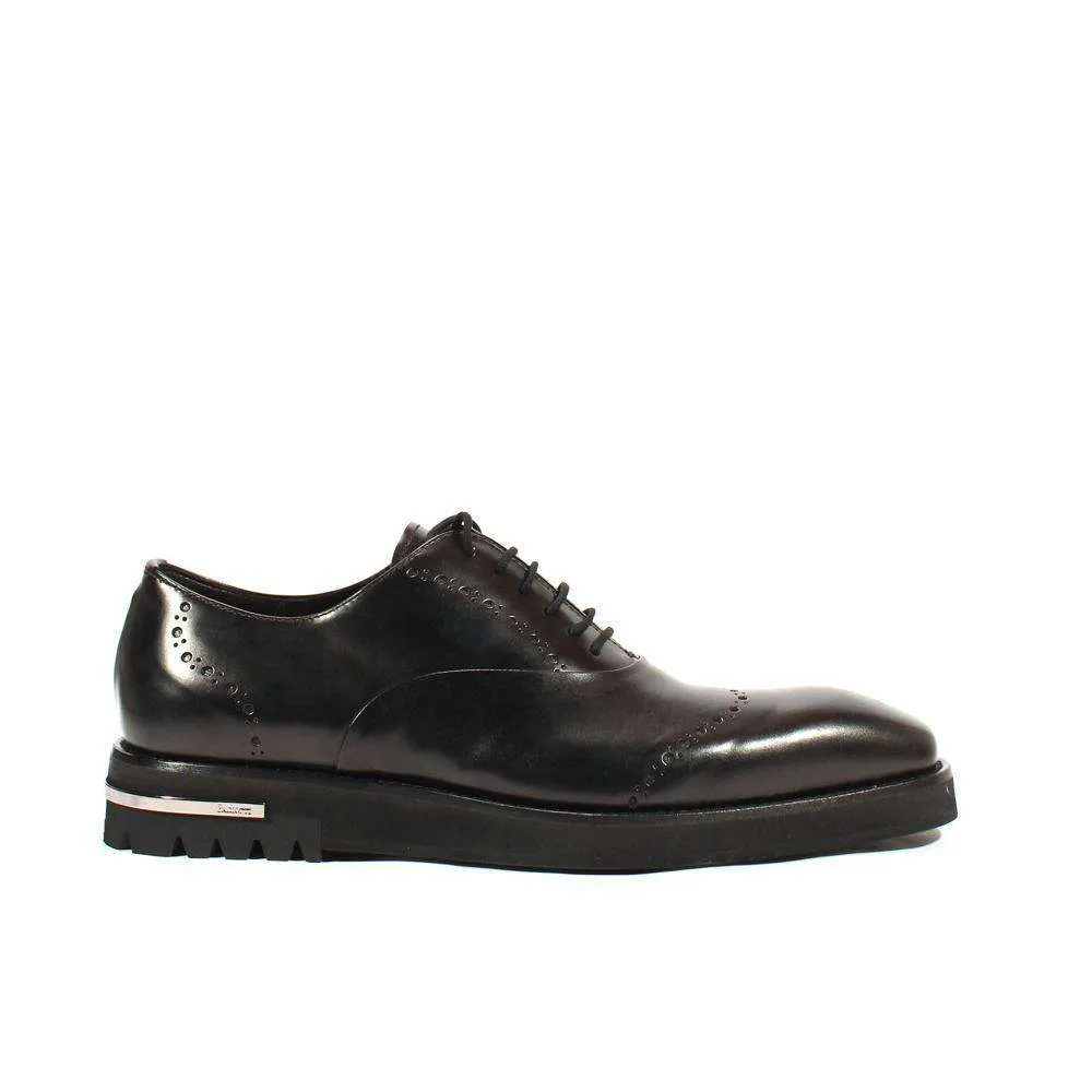 Cesare Paciotti Luxury Italian Men's Designer Shoes Old Paint Black I Leather Oxfords (CPM2535)