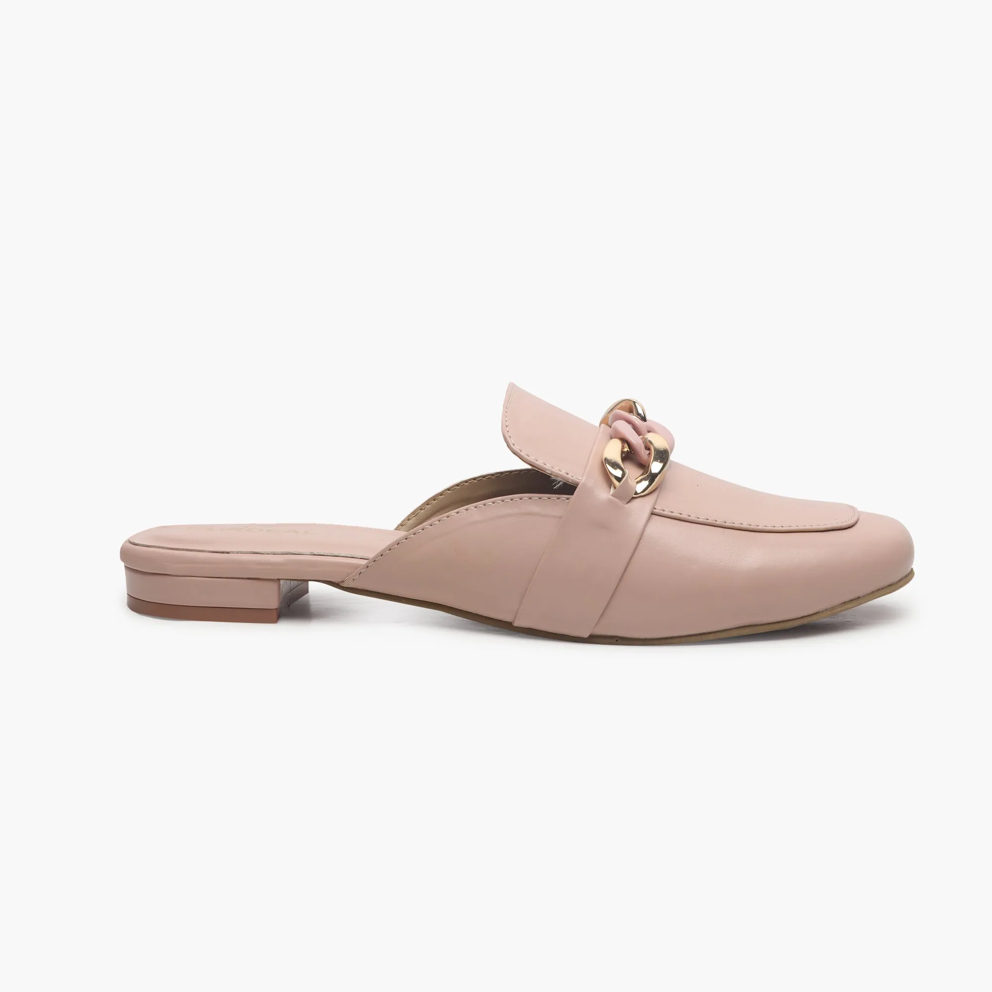 Chainlink Accented Flat Mules