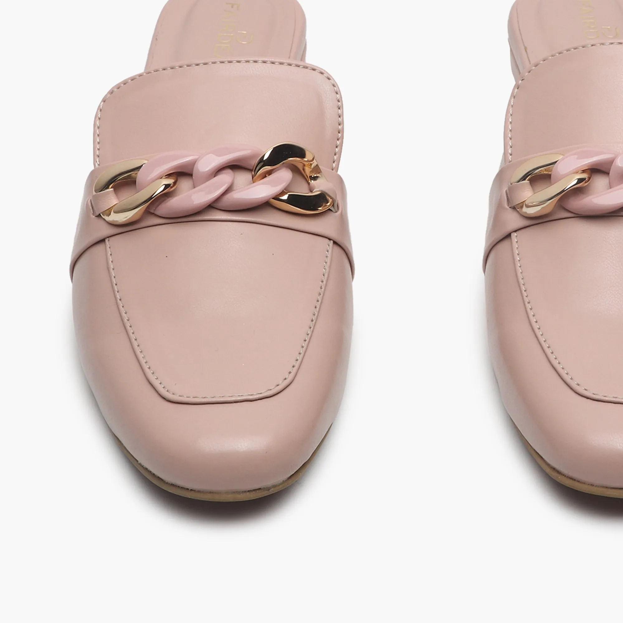 Chainlink Accented Flat Mules