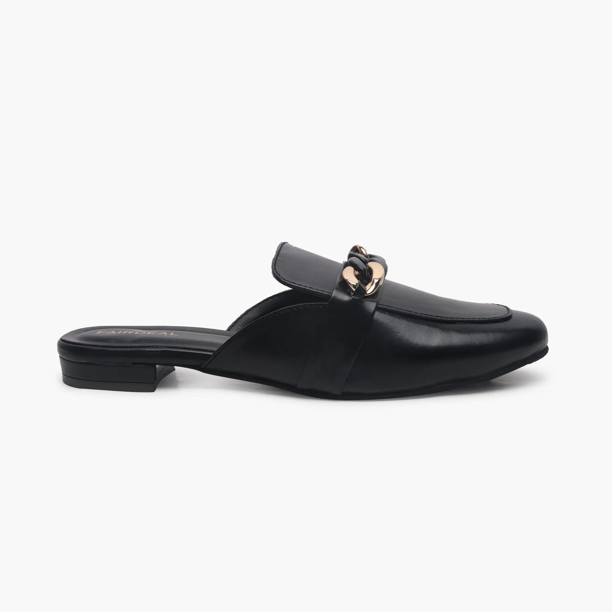 Chainlink Accented Flat Mules