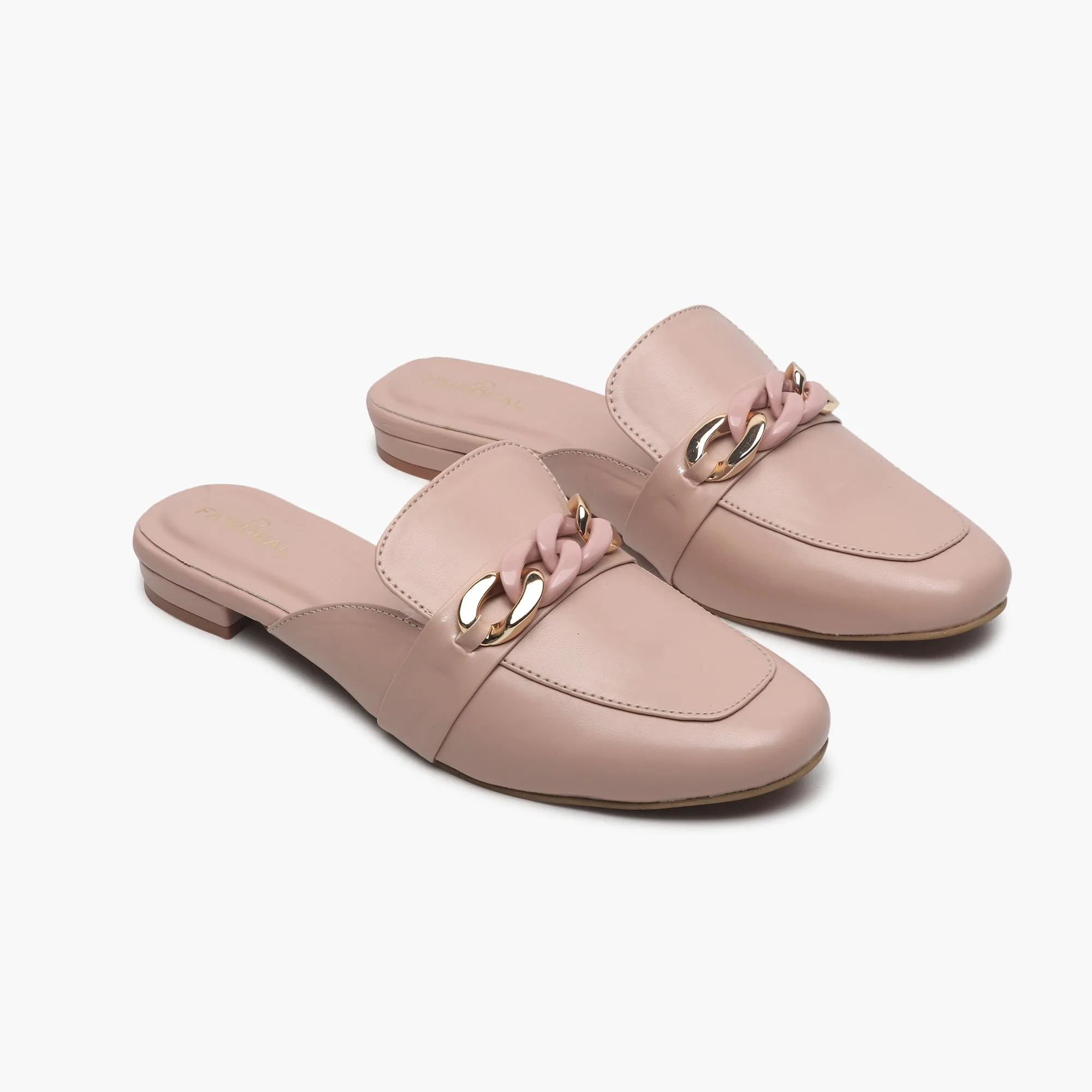 Chainlink Accented Flat Mules
