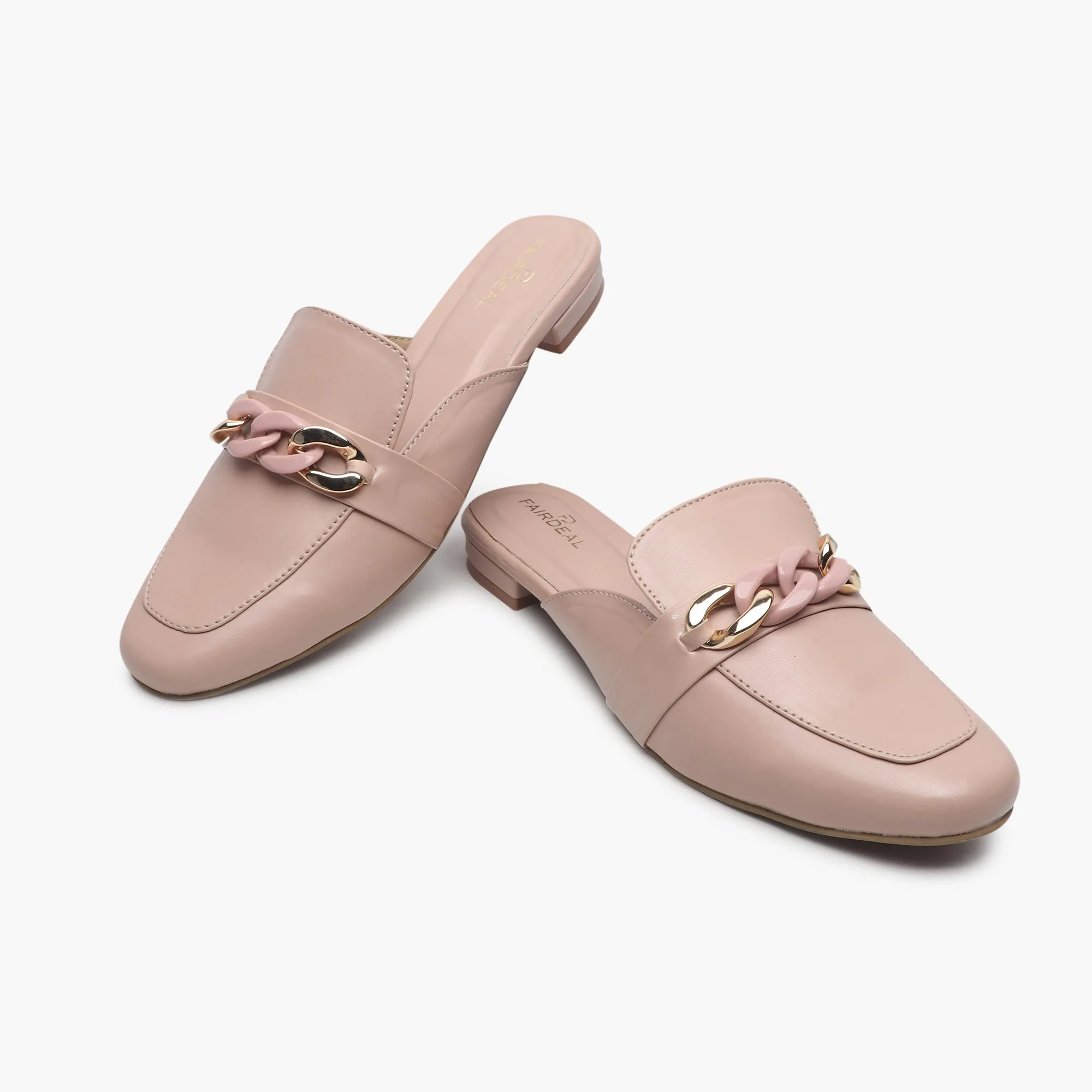 Chainlink Accented Flat Mules