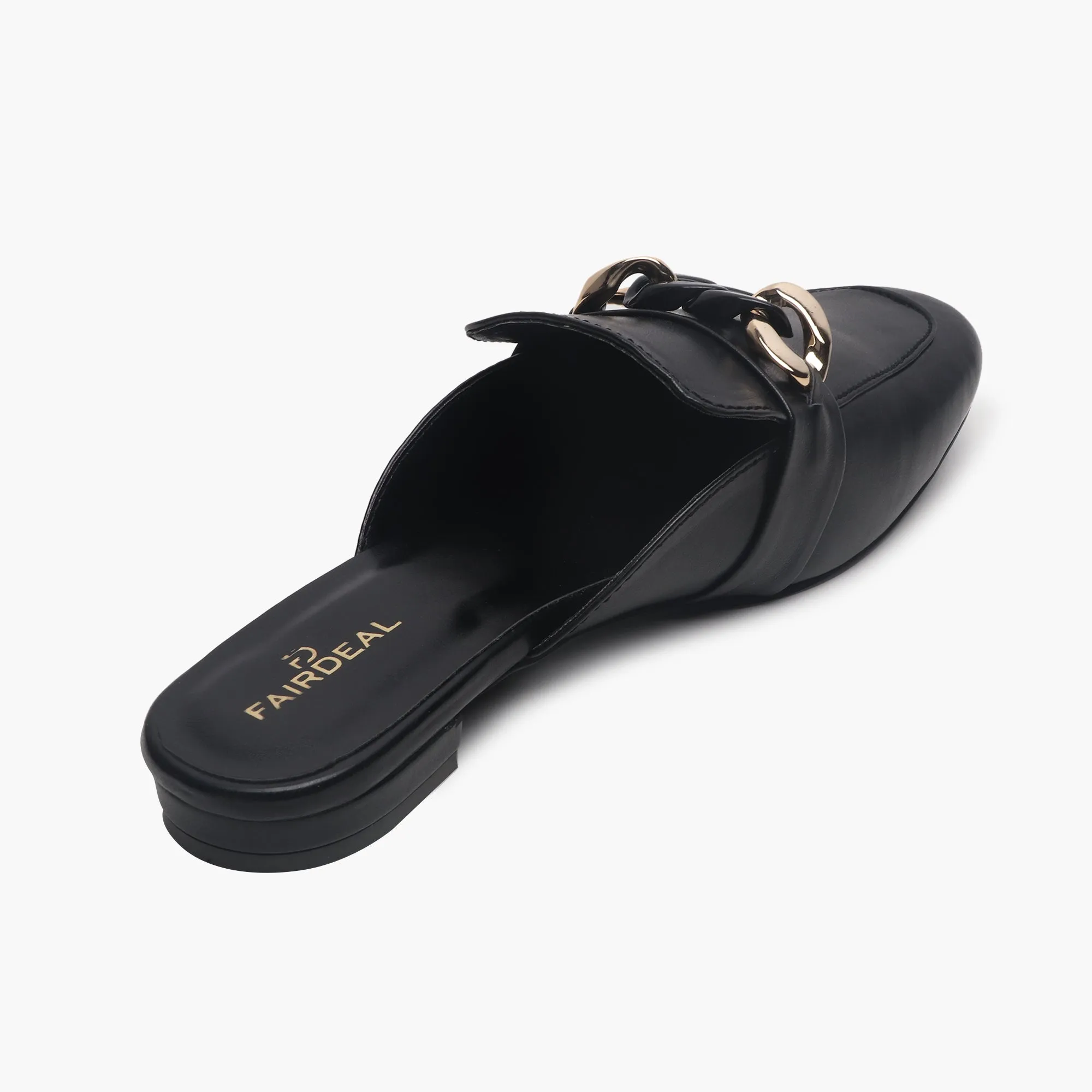 Chainlink Accented Flat Mules