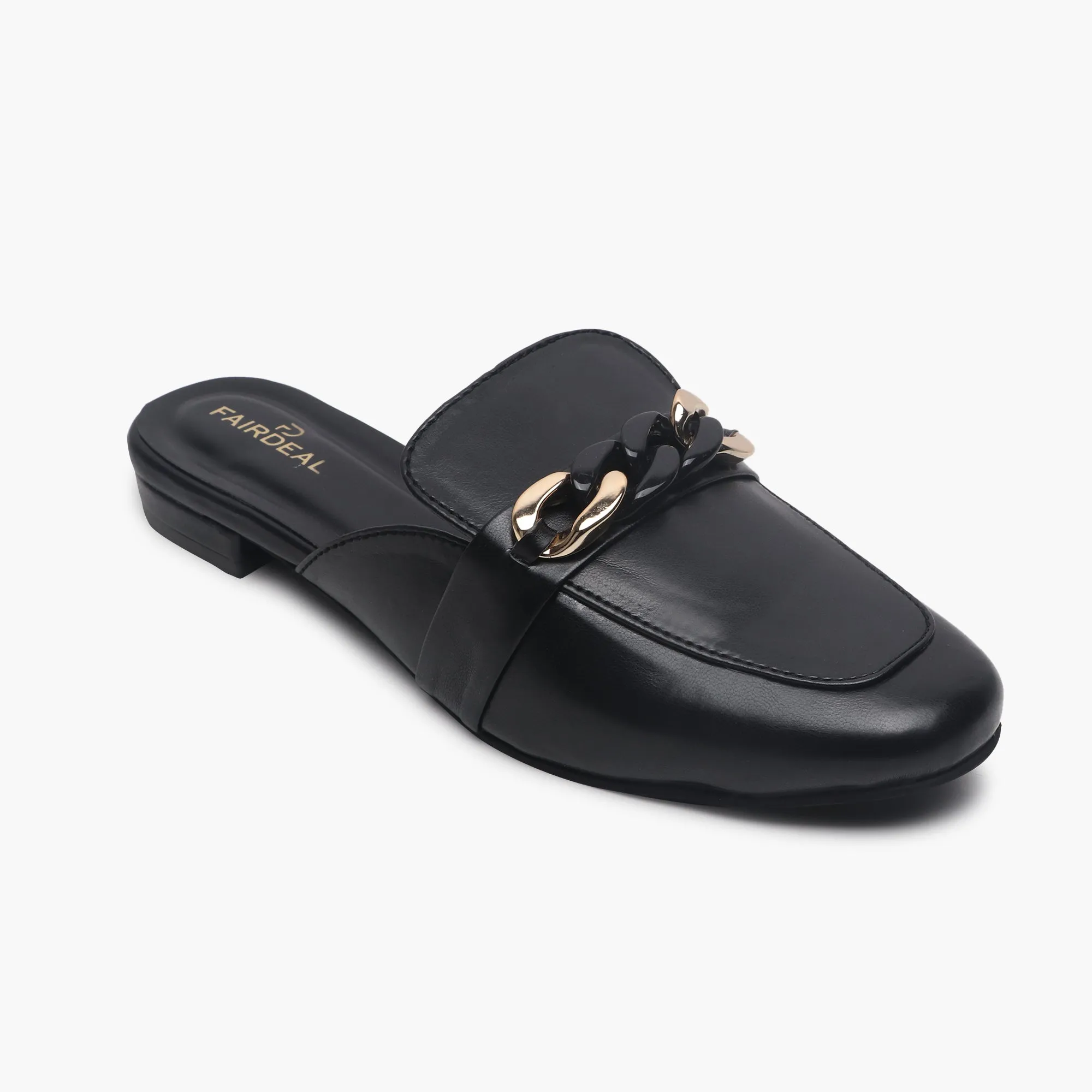 Chainlink Accented Flat Mules