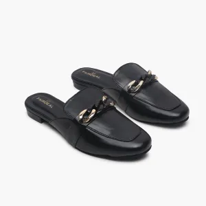 Chainlink Accented Flat Mules