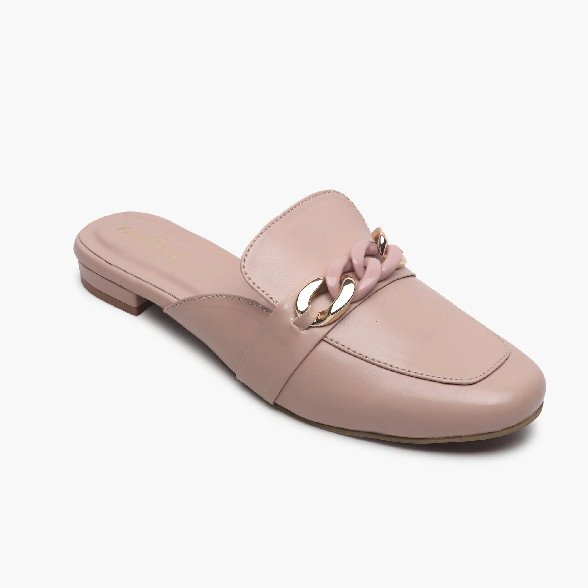 Chainlink Accented Flat Mules