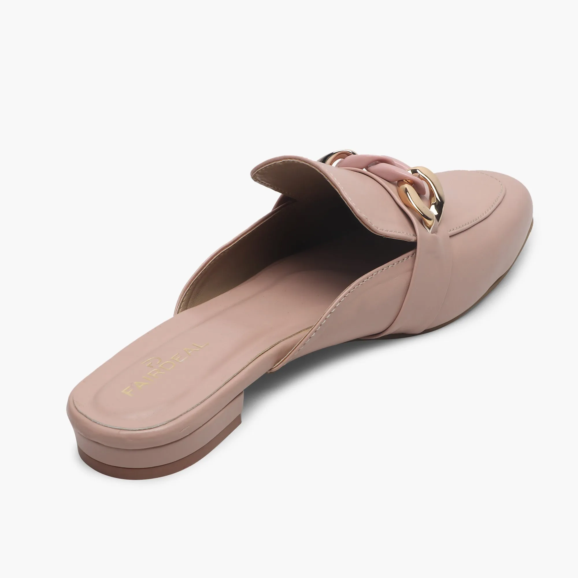 Chainlink Accented Flat Mules