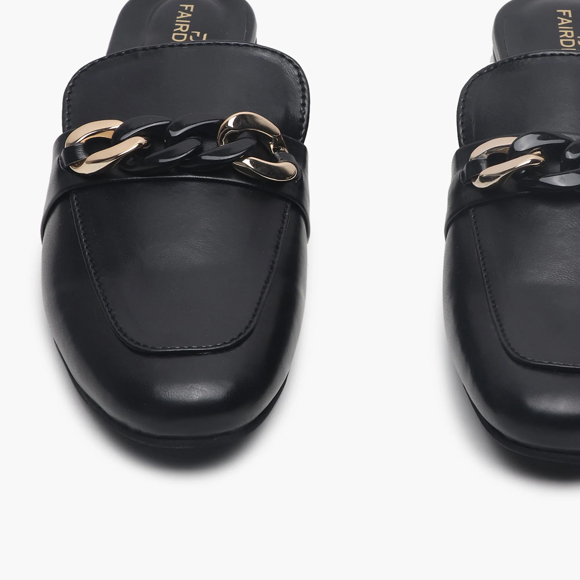 Chainlink Accented Flat Mules