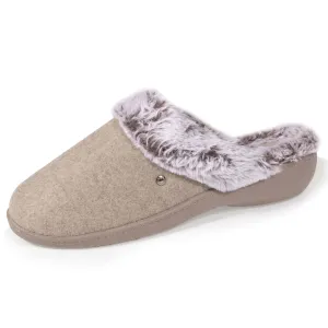 Chaussons mules Femme fourrés Talon Taupe
