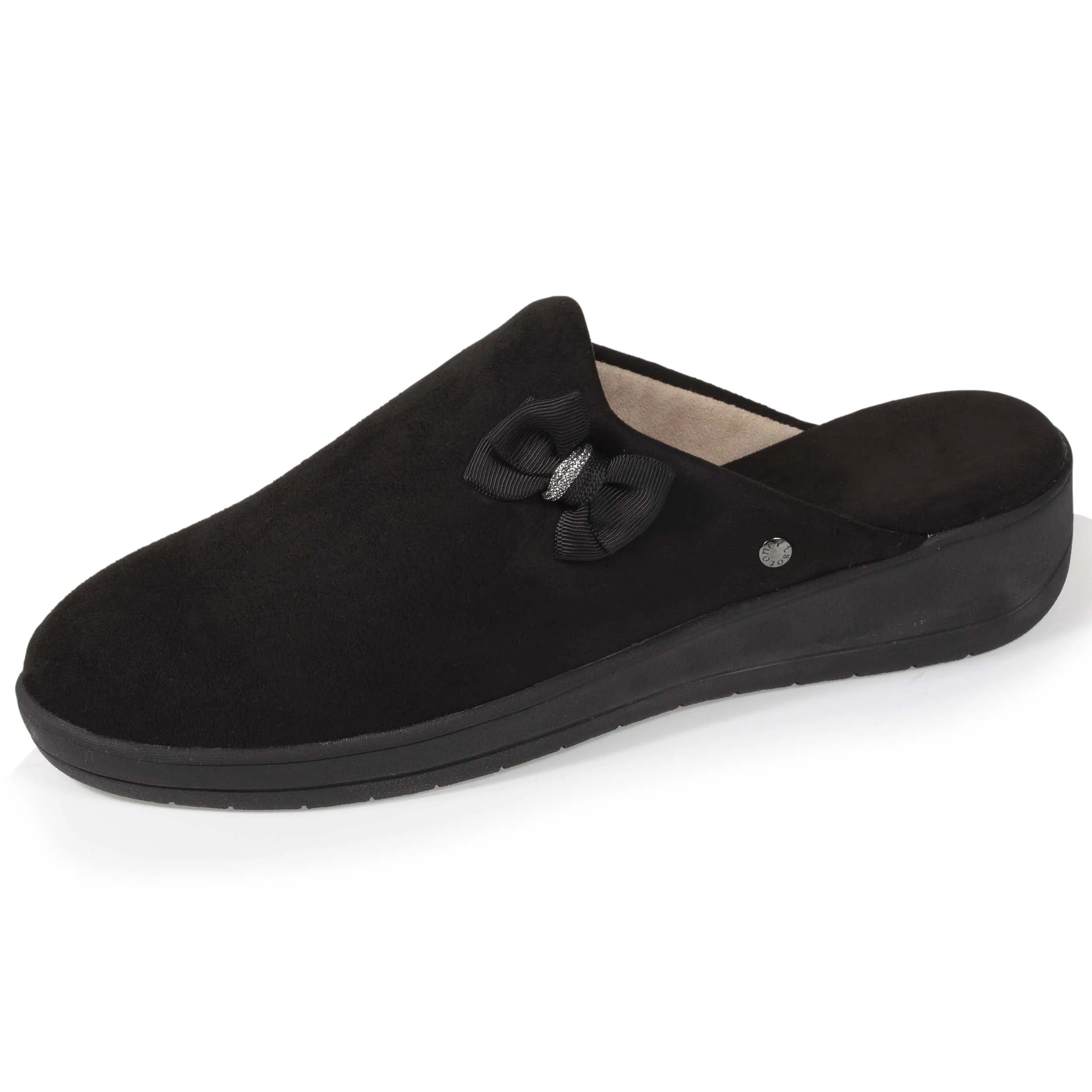 Chaussons mules Femme Talon Nœud Noir