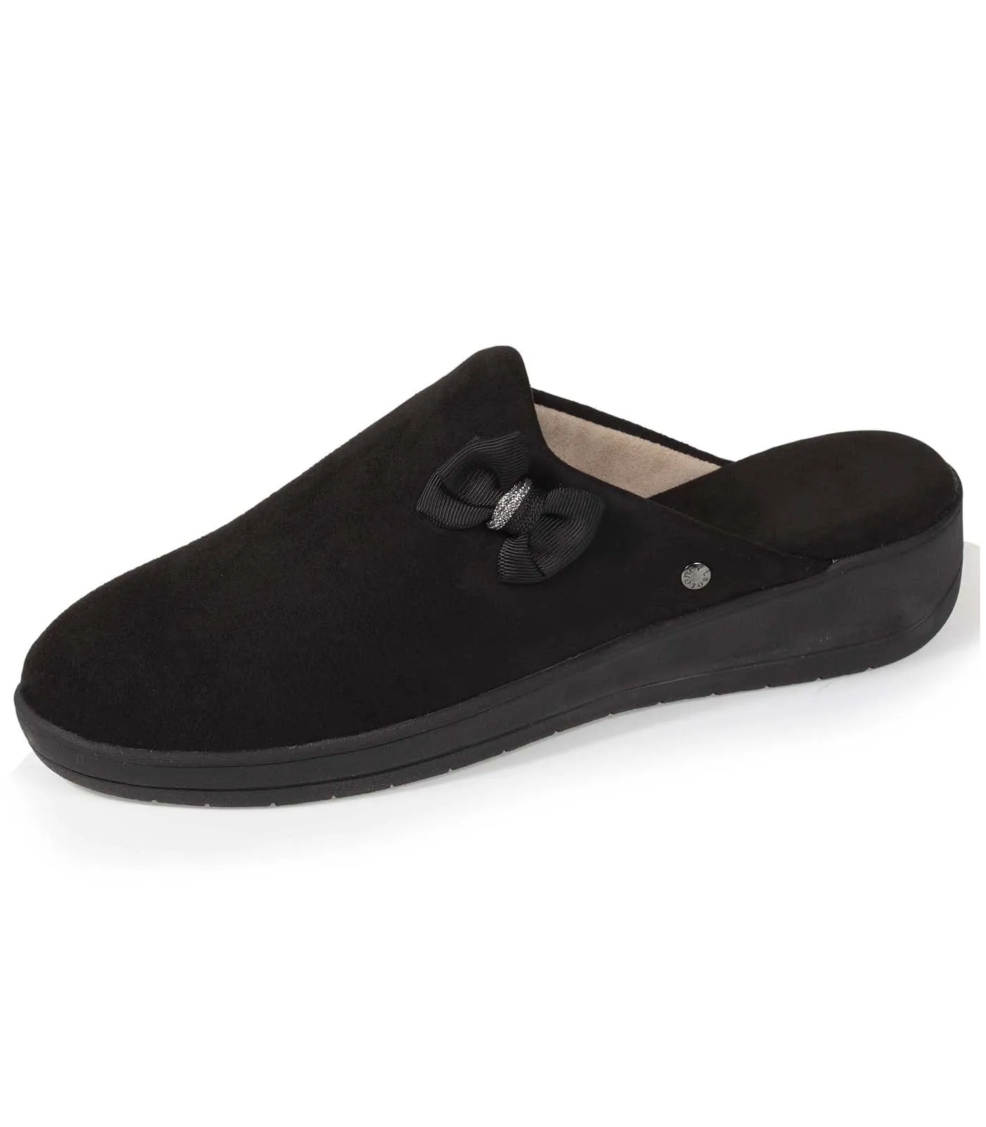 Chaussons mules Femme Talon Nœud Noir