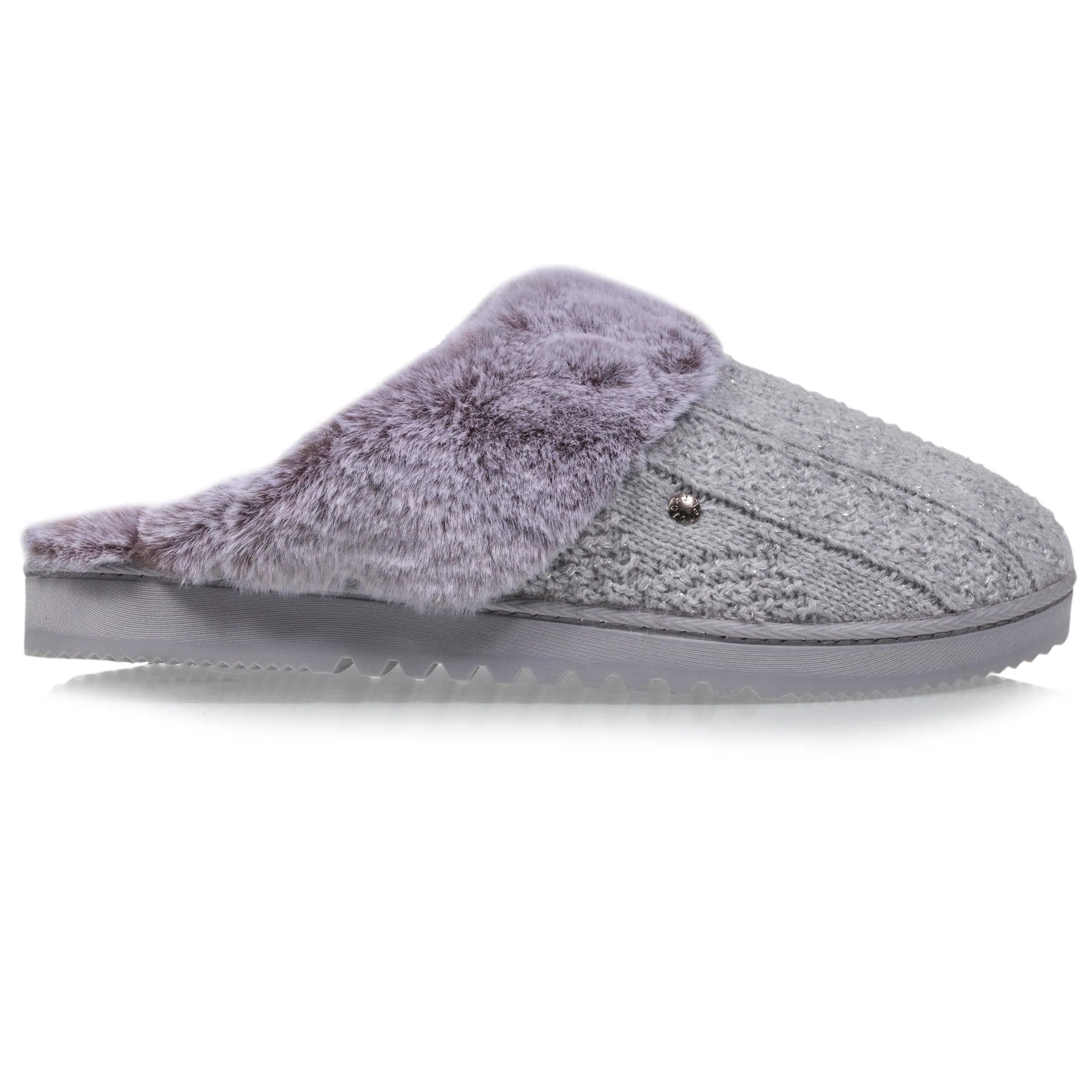 Chaussons mules tricot Femme Gris