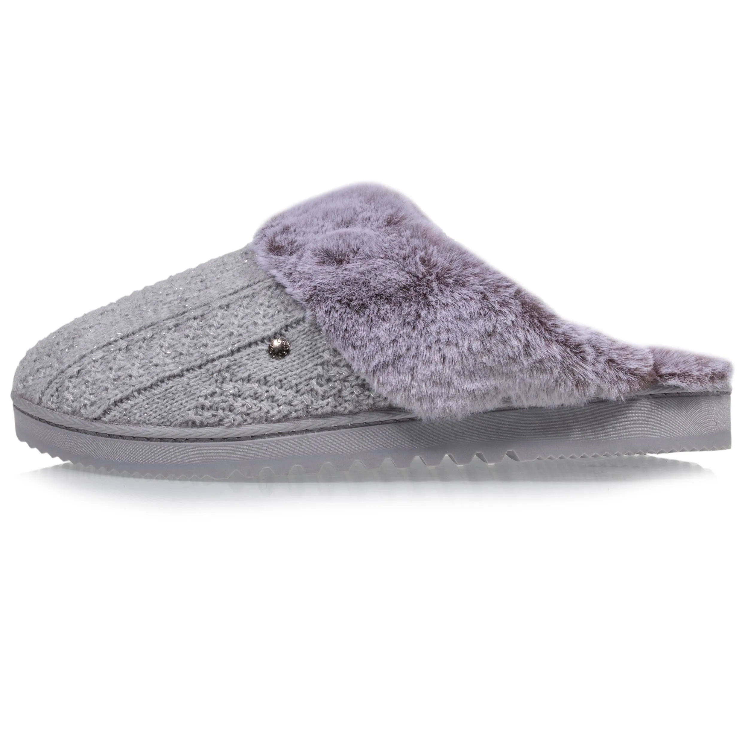 Chaussons mules tricot Femme Gris