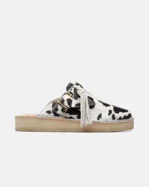 CLARKS ORIGINALS WOMENS TREK MULES COW PRINT HAIR ON