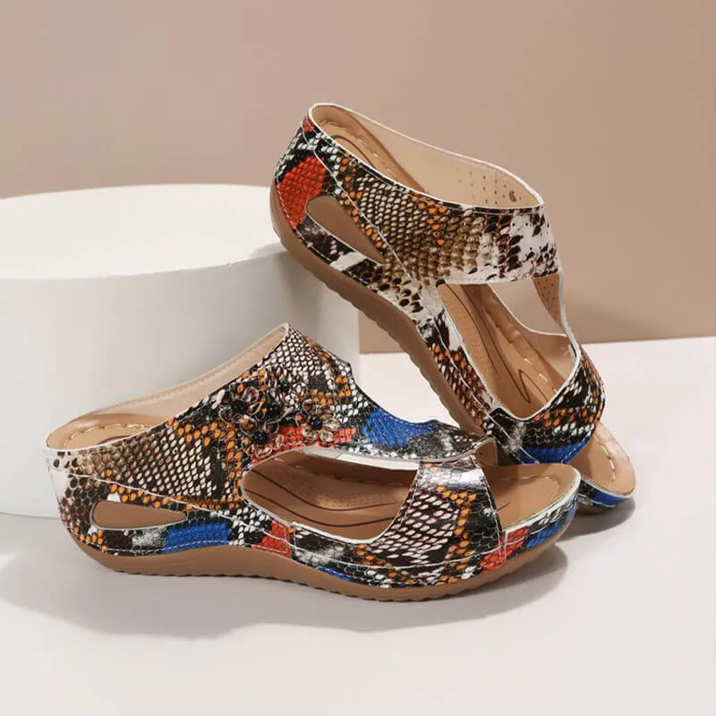 Comfortable correction peep-toe wedge heel fashion sandals