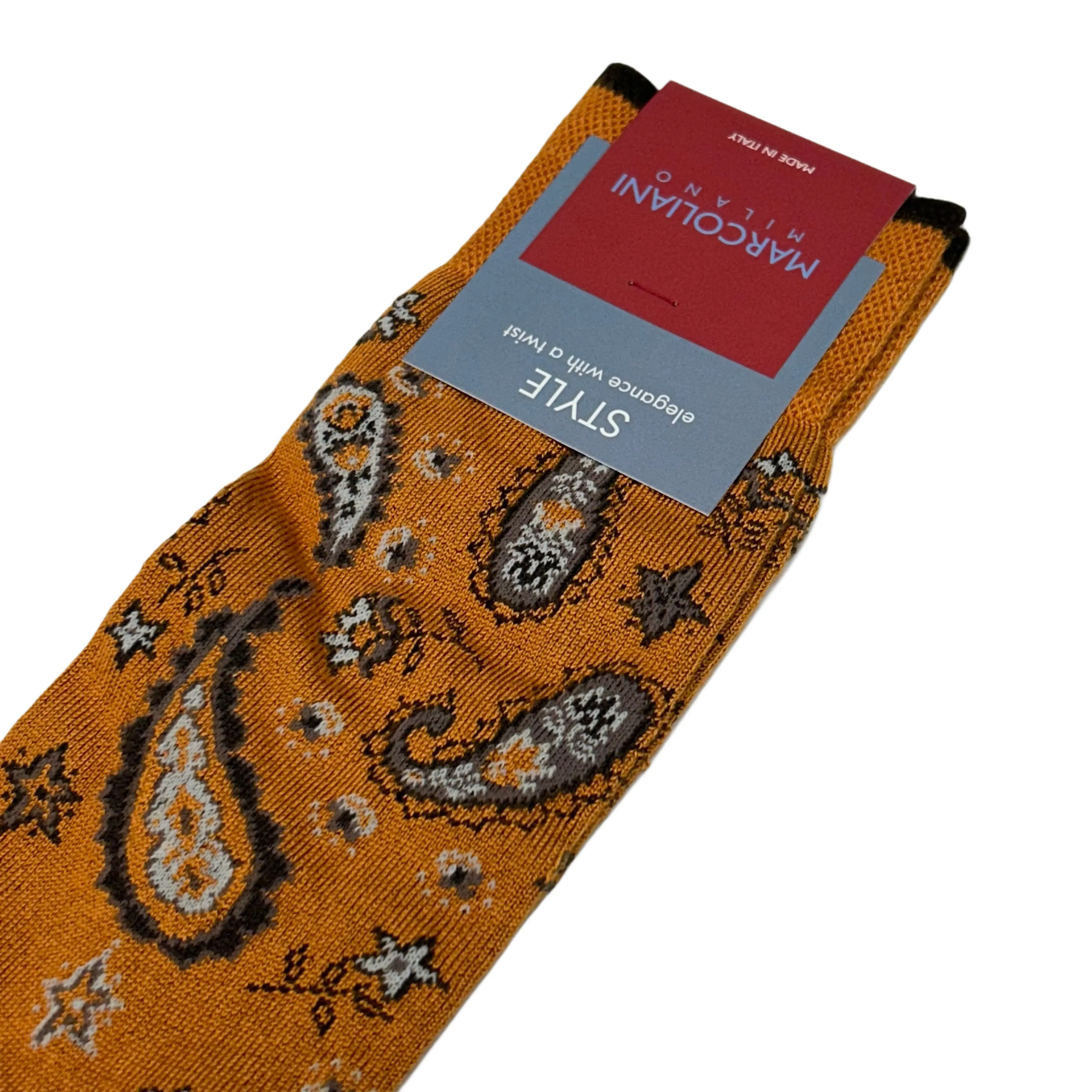 Copper Udaipur Paisley Mousse of Modal Mid-Calf Socks - Marcoliani