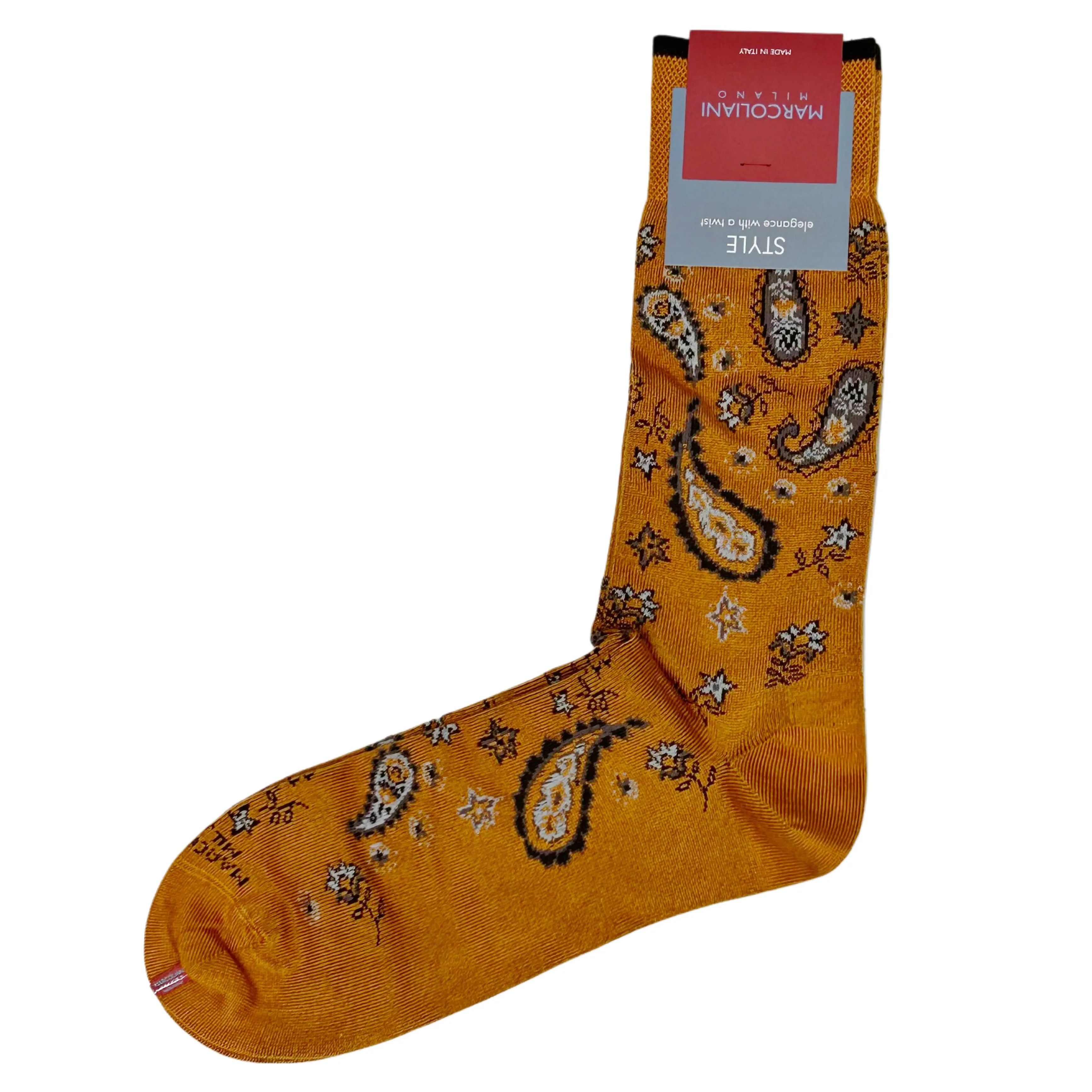 Copper Udaipur Paisley Mousse of Modal Mid-Calf Socks - Marcoliani