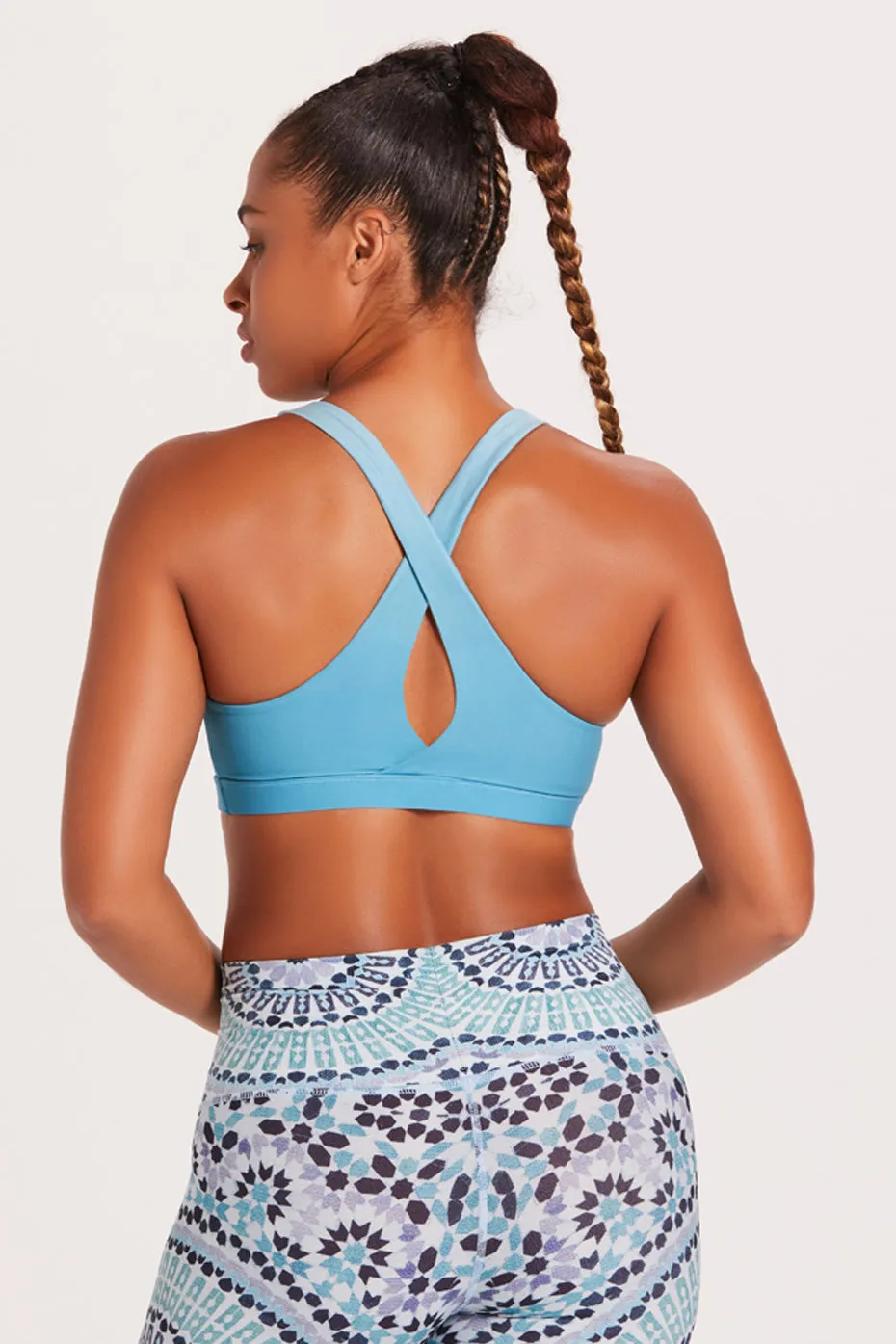 Crossed Back Sport Bra | Seagrass