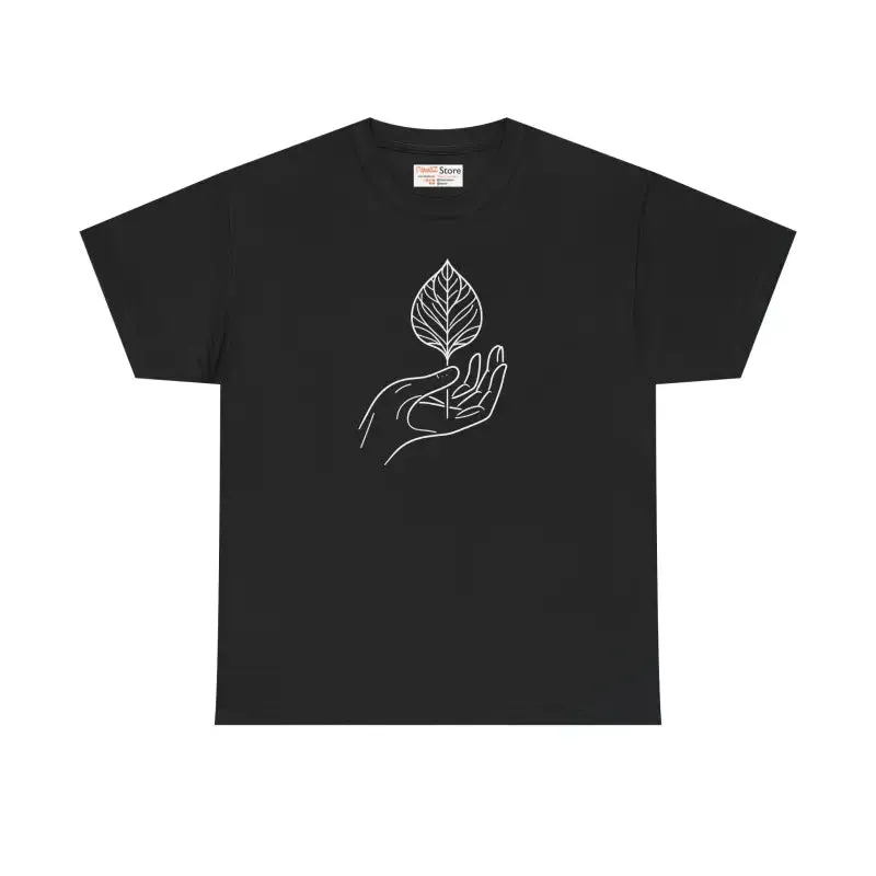 Eco Friendly Unisex Heavy Cotton Tee Hand Leaf Design