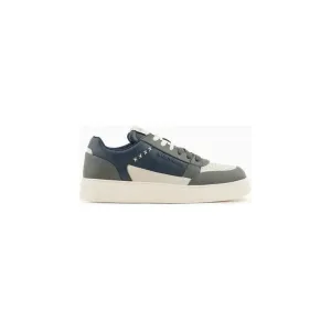 EMPORIO ARMANI ASV REGENERATED-LEATHER SNEAKERS WITH STITCHING DETAILS