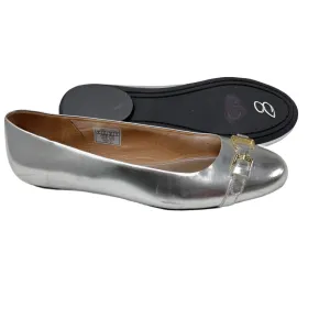 Girls Ralph Lauren Silver Leather Round -toe Flat - Girls 6/ Women’s 8