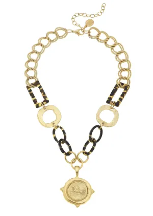 Gold & Tortoise Equestrian Necklace