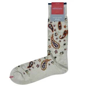 Ice Grey Udaipur Paisley Mousse of Modal Mid-Calf Socks - Marcoliani