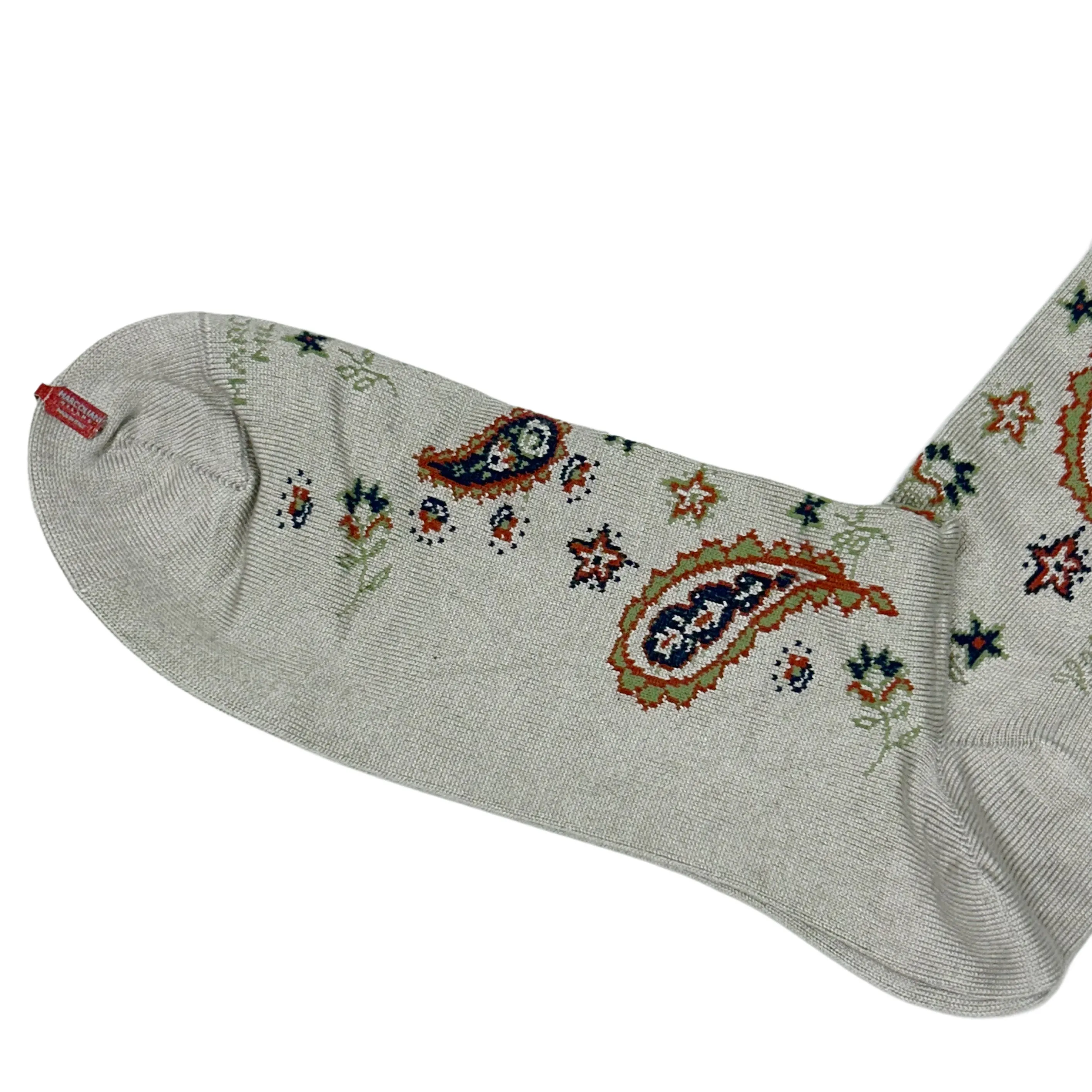 Ice Grey Udaipur Paisley Mousse of Modal Mid-Calf Socks - Marcoliani