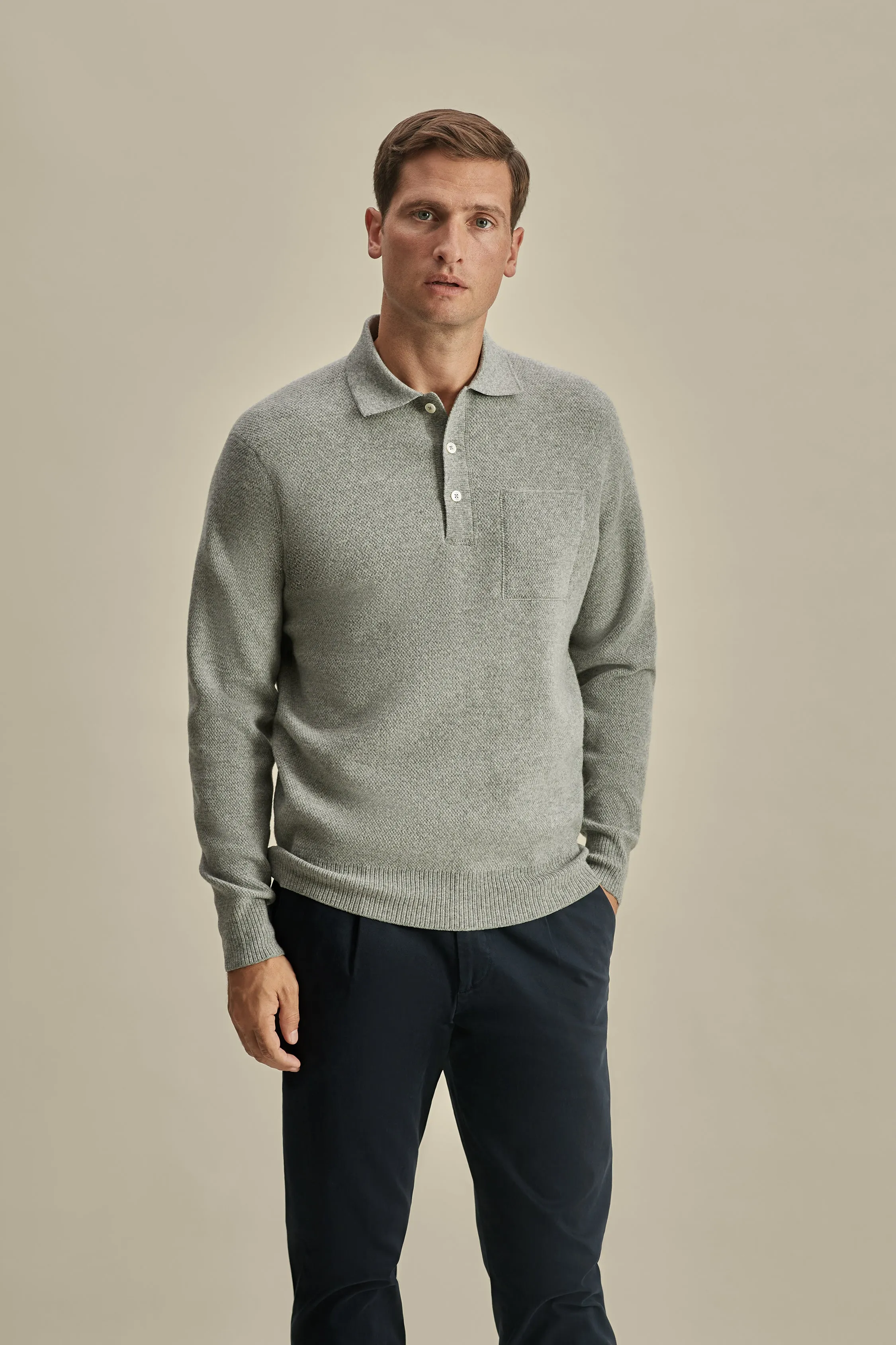Japanese Wool Long Sleeve Polo Shirt