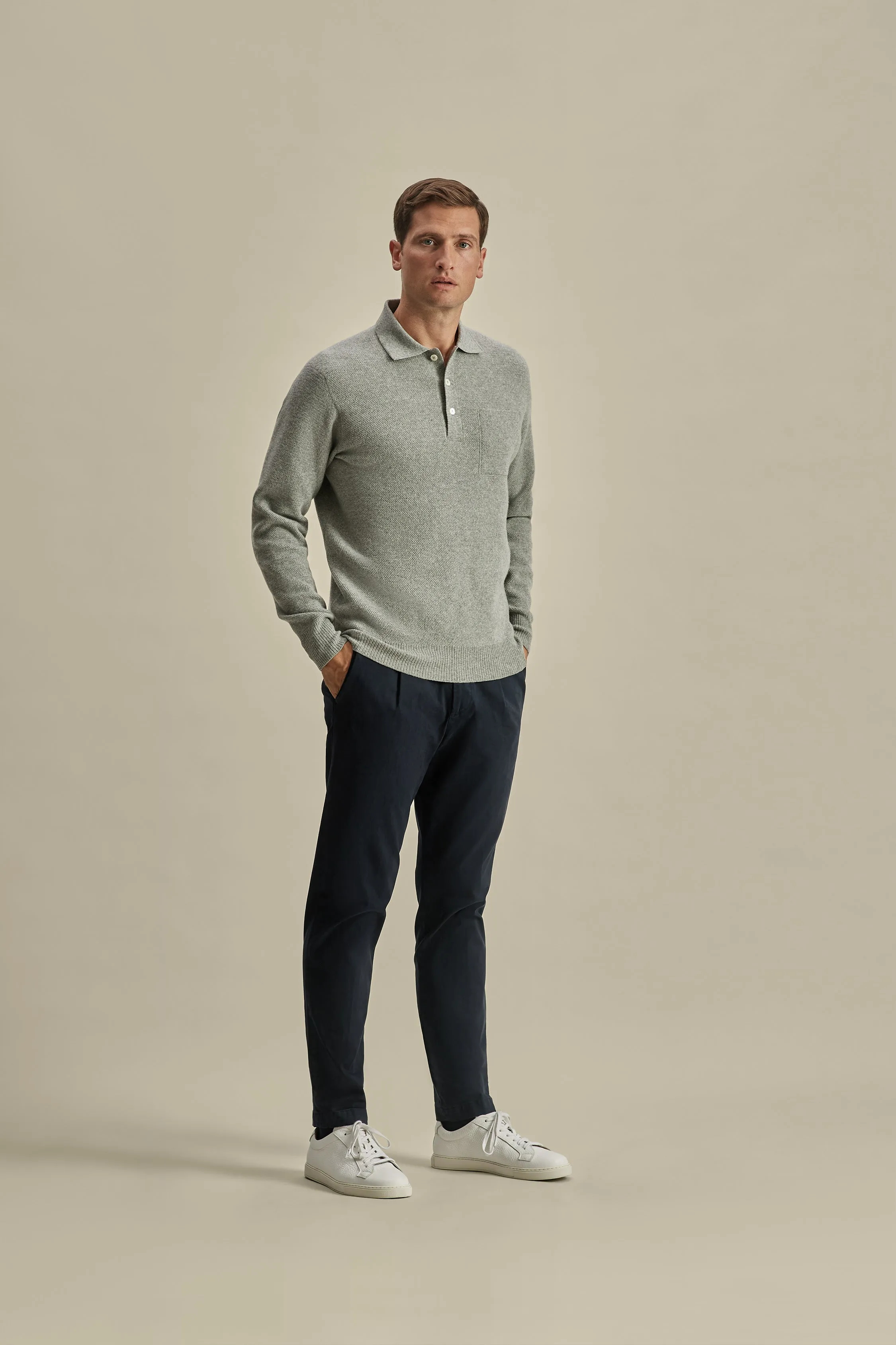 Japanese Wool Long Sleeve Polo Shirt