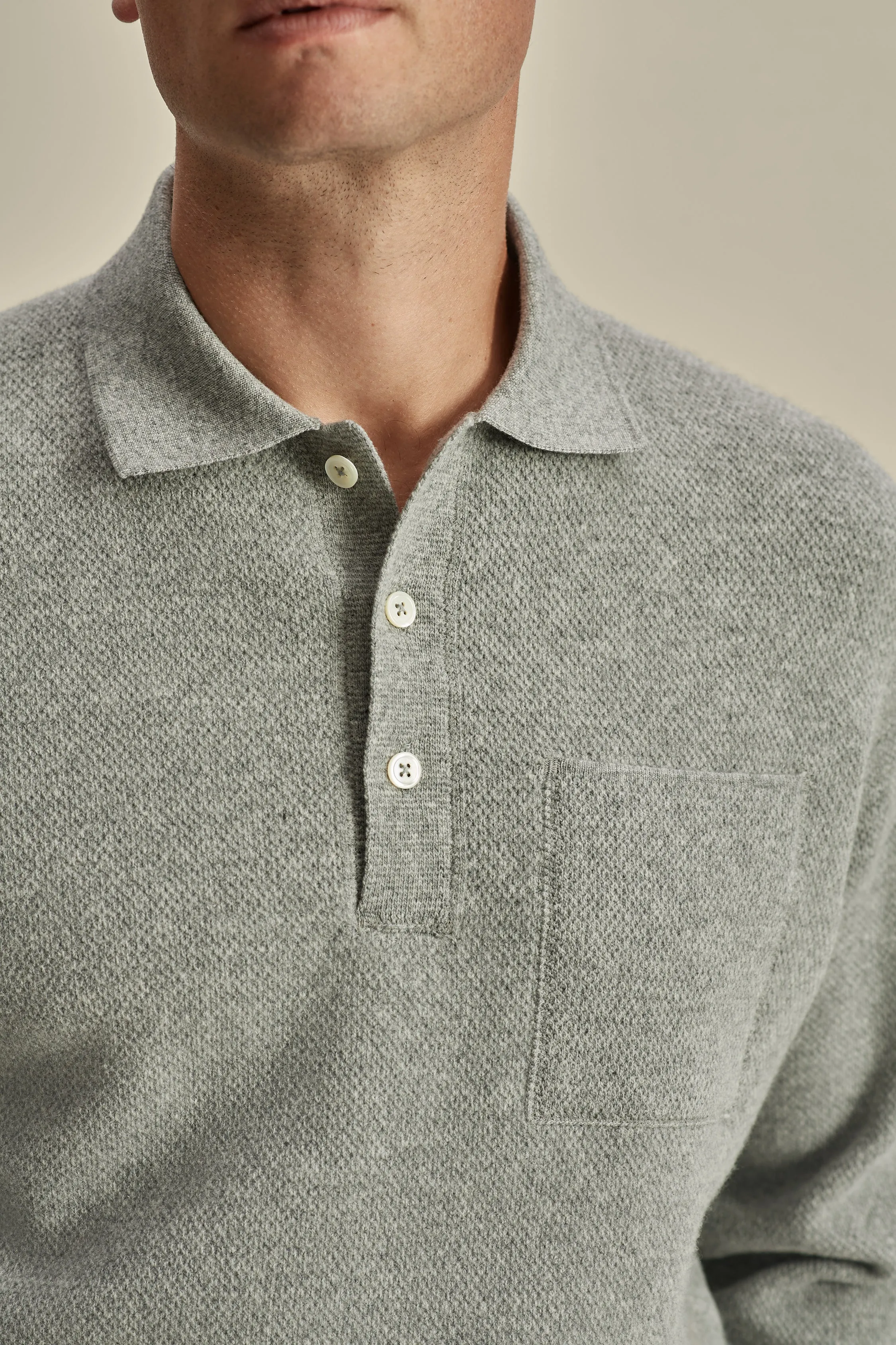 Japanese Wool Long Sleeve Polo Shirt