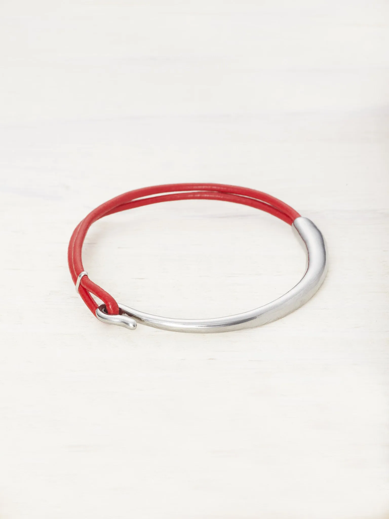 Leather Bar Bracelet - Chili