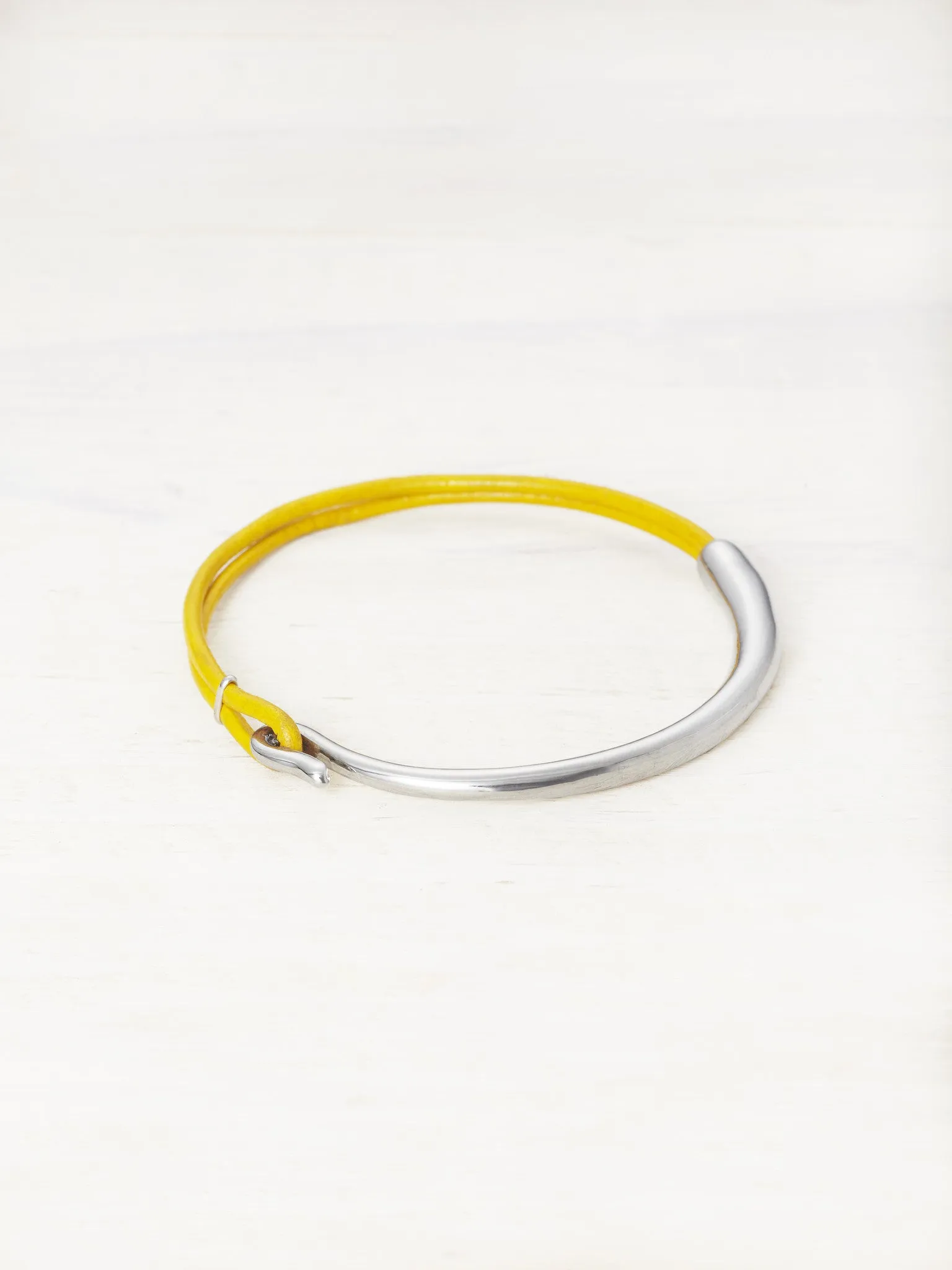 Leather Bar Bracelet - Limoncello
