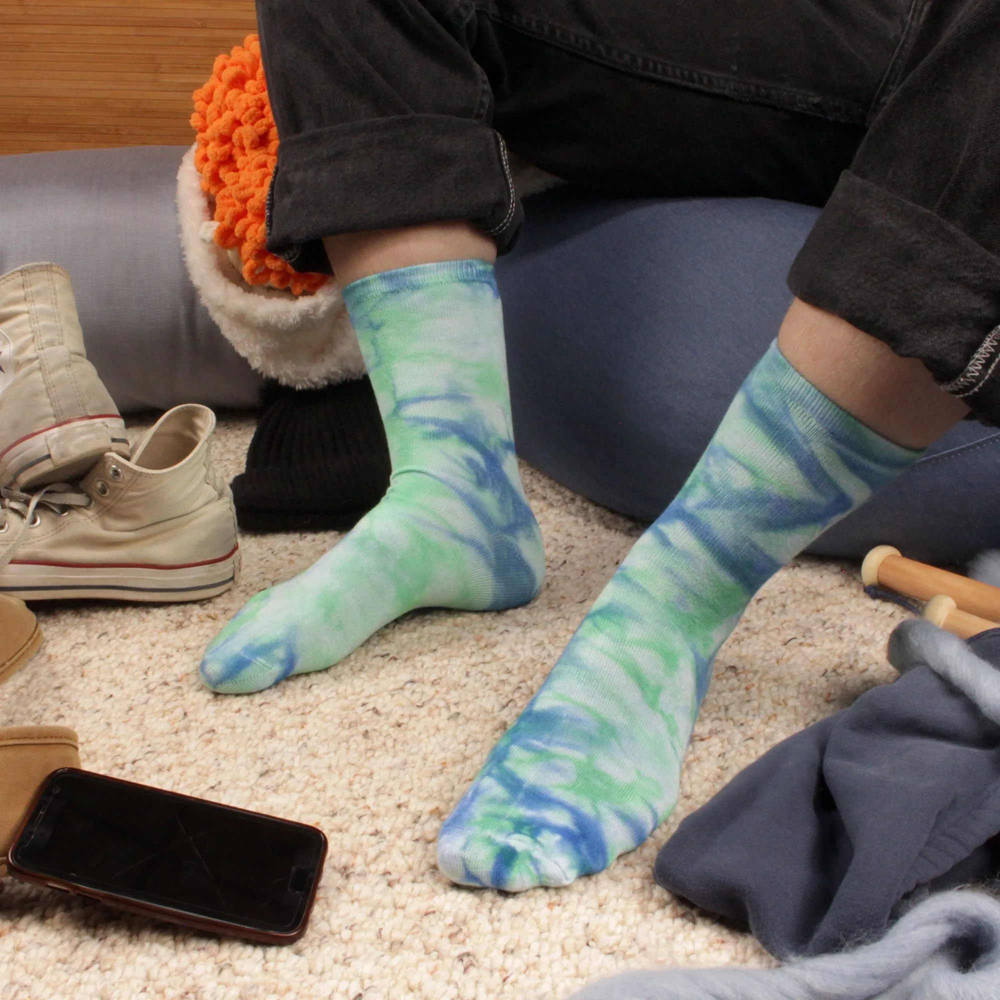 Men's Bamboo Fiber Tie Dye Crew Socks, 4 Pairs