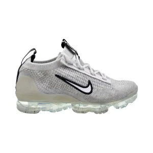 Nike Air Vapormax 2021 Flyknit Big Kids' Shoes White-Black-Metallic Silver