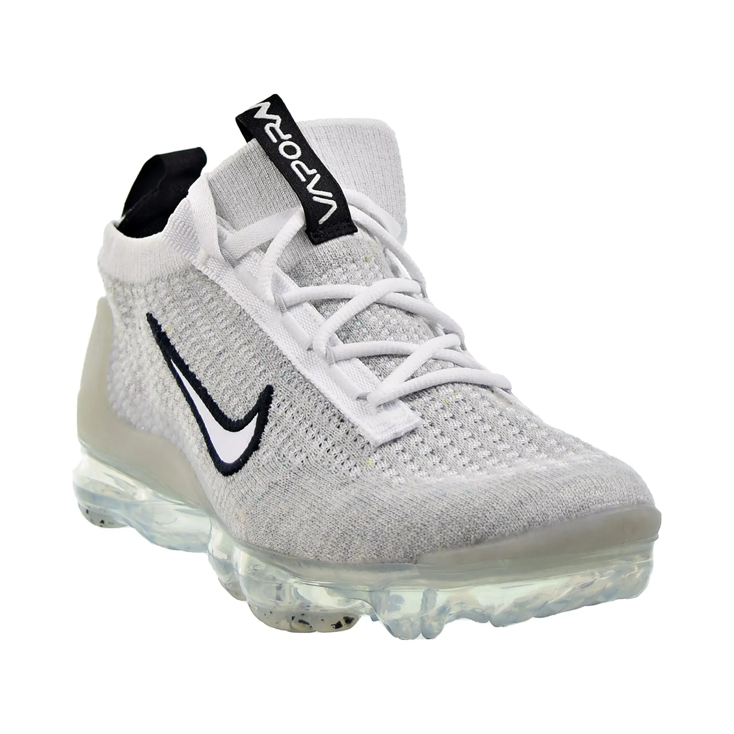 Nike Air Vapormax 2021 Flyknit Big Kids' Shoes White-Black-Metallic Silver
