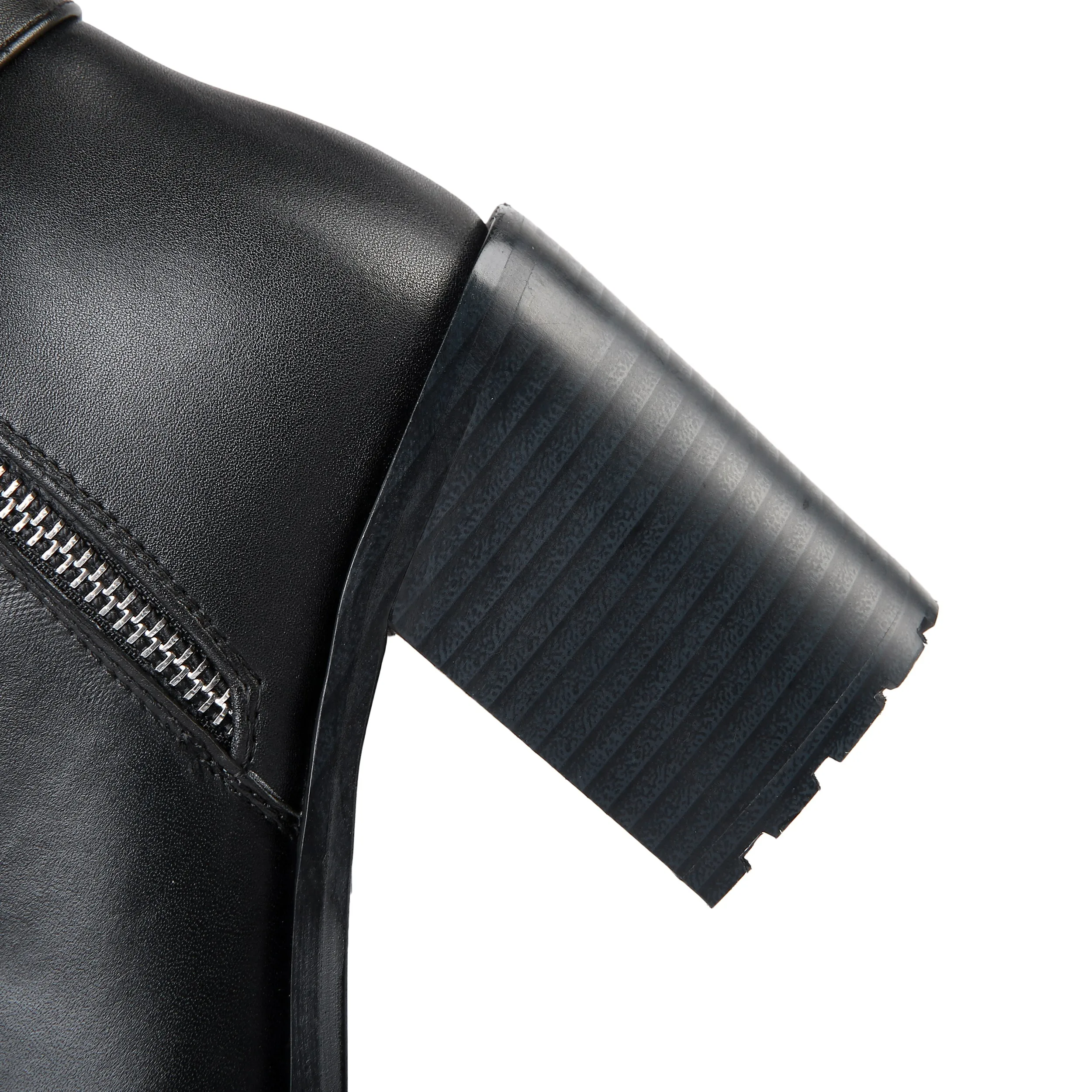 TinaCus Women's Genuine Leather Round Toe Handmade Buckled Dual Zippers High Chunky Heels Stylish Knee High Boots
