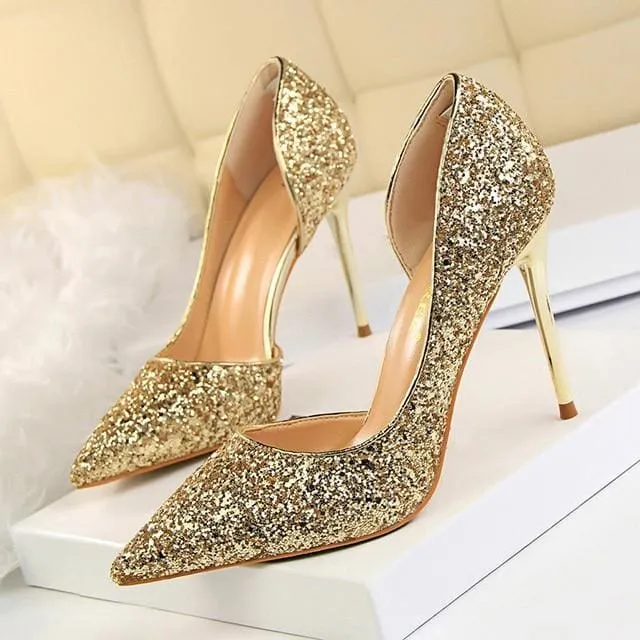 Wedding Shoes Bling Extreme Sequins Gradient Stiletto Ladies Shoes