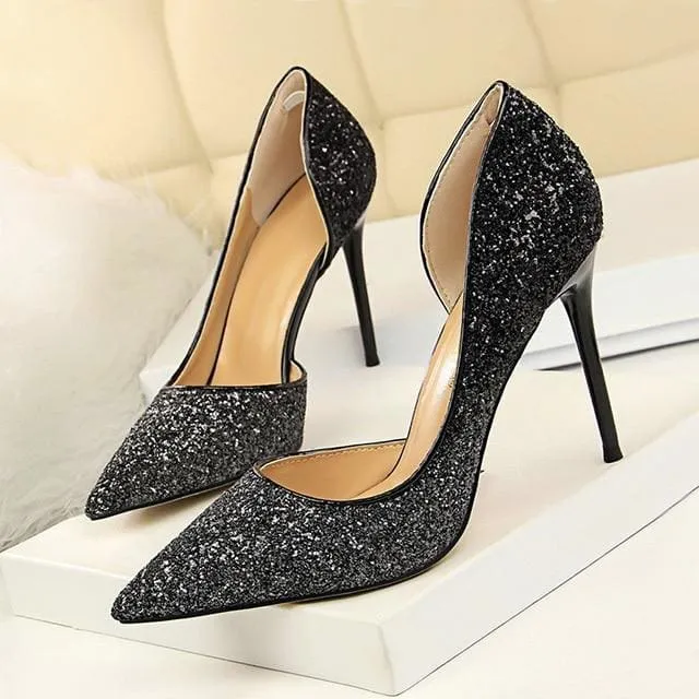 Wedding Shoes Bling Extreme Sequins Gradient Stiletto Ladies Shoes