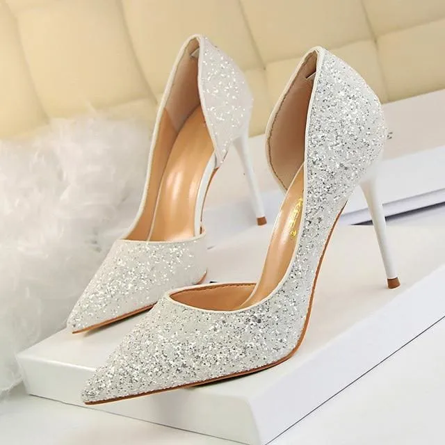 Wedding Shoes Bling Extreme Sequins Gradient Stiletto Ladies Shoes