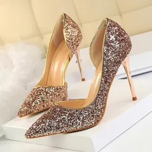Wedding Shoes Bling Extreme Sequins Gradient Stiletto Ladies Shoes