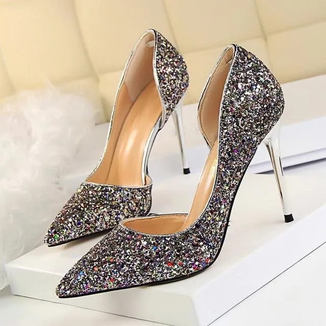 Wedding Shoes Bling Extreme Sequins Gradient Stiletto Ladies Shoes